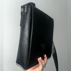Black Leather Handbag with Brown Interior